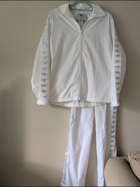 Vintage Adidas Trefoil White Track Jacket & Pants Set